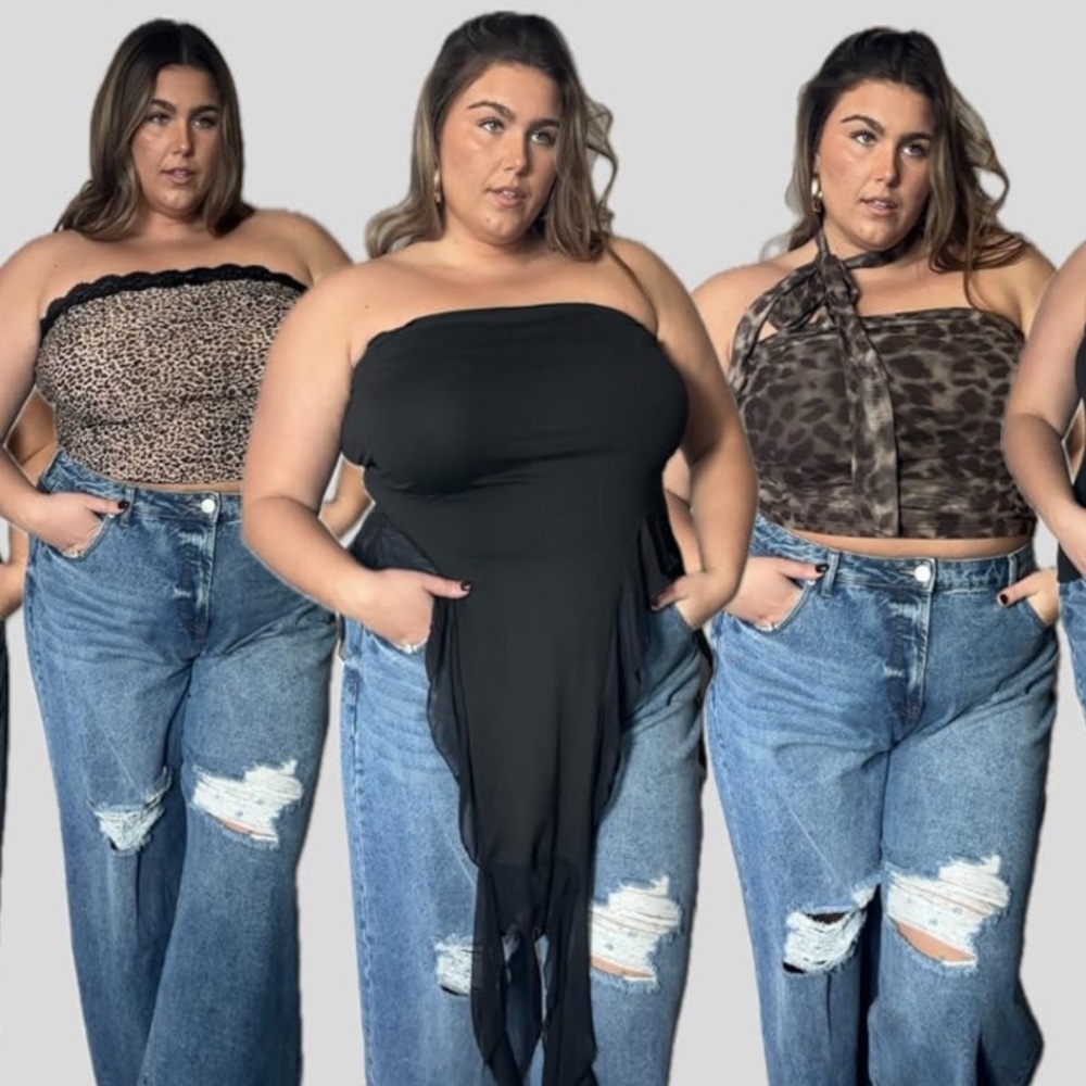 Strapless black plus size top